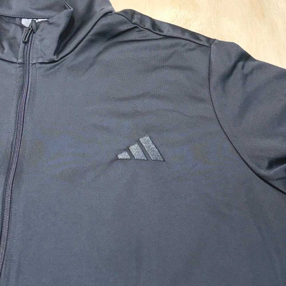 Adidas Men's XXL Tricot Track Jacket Black Full Zip Stand Collar Lightweight NWT